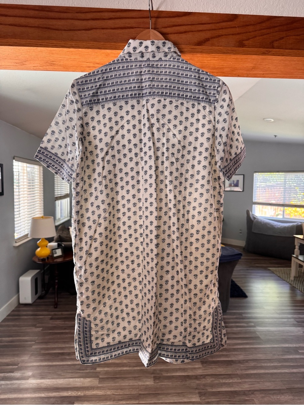 Faherty Cream Mini Dress with Blue Print - Picture 2 of 5